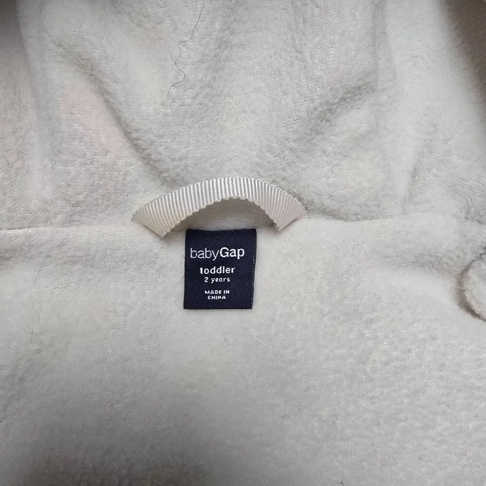 Baby Gap 2T Baby Girl Winter Wool Hooded Fur Puffer Zippered Vest Khaki